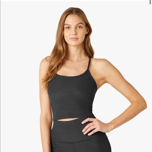Beyond Yoga Spacedye Slim Racerback Cropped Tank in Black Size L
